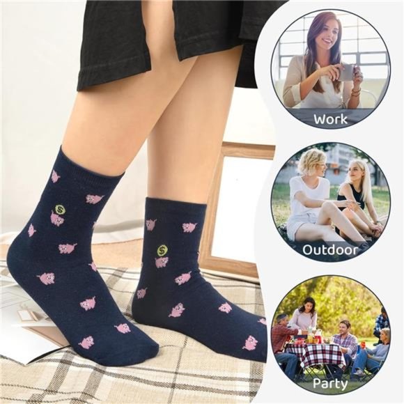 Womens Funny Socks Cozy Cute Printed Patterned Fun Socks Novelty Cat Dog Socks - Picture 6 of 7